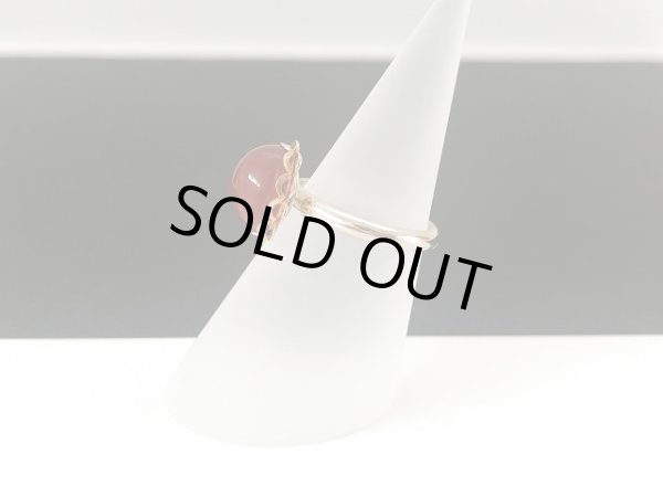 画像3: 指輪  リング ゴールドトーン レッドオレンジ系カラーカボッション USA  (3)