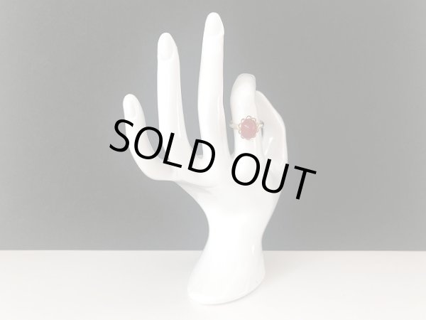 画像4: 指輪  リング ゴールドトーン レッドオレンジ系カラーカボッション USA  (4)