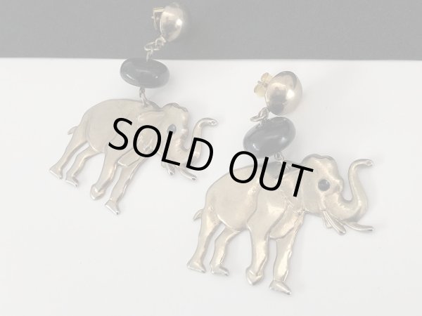 画像2: ゾウ ぞうモチーフ ゴールドトーン 揺れるピアス USA (2)
