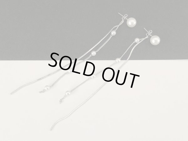 画像2: パール チェーン 揺れるロングピアス USA (2)