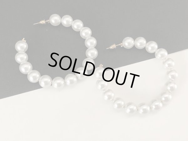 画像4: パール 大ぶり フープピアス USA (4)