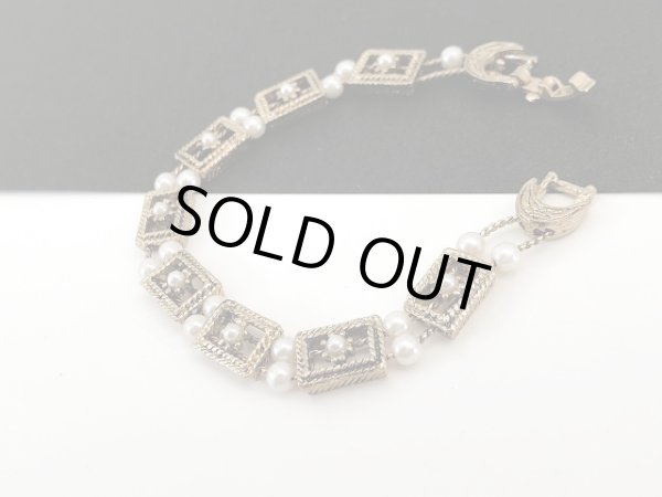 画像2: ゴールドトーン パールビーズ ブレスレット USA  (2)