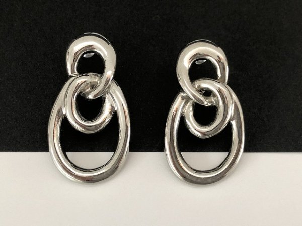 画像2: シルバートーン 大ぶりピアス USA (2)