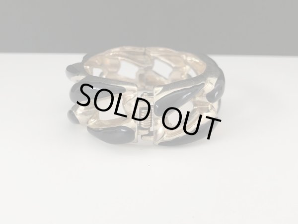 画像2: バングル ブレスレット ブラック×ゴールドトーン USA オールド ヴィンテージ (2)