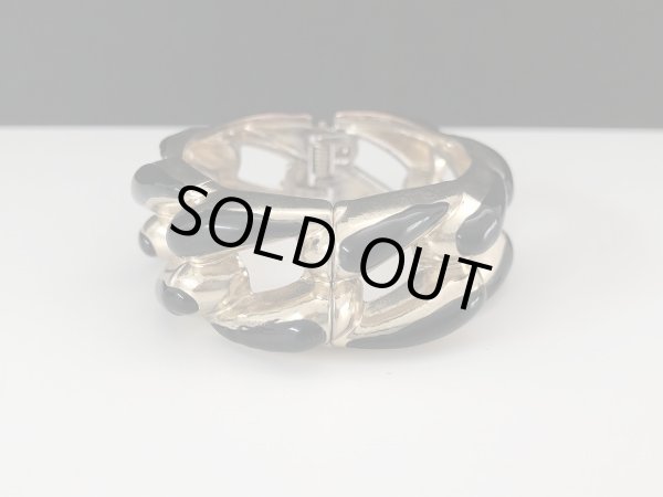 画像4: バングル ブレスレット ブラック×ゴールドトーン USA オールド ヴィンテージ (4)