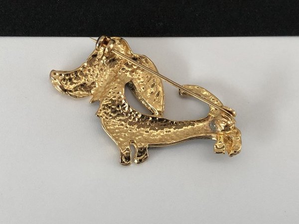 画像5: ゴールドトーン エナメルブラック ダックスフンドモチーフ ブローチ USA ヴィンテージ (5)