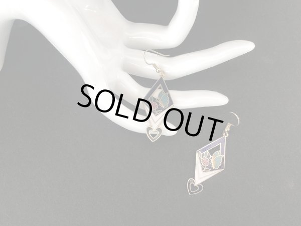 画像4: エナメルメタル フラワー 蝶々 揺れるピアス USA (4)