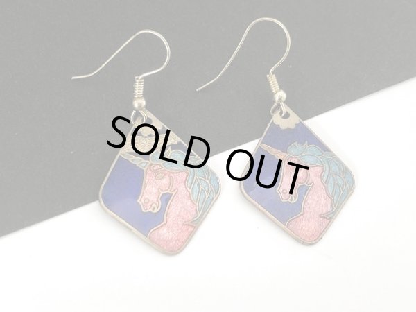 画像3: エナメルメタル ユニコーン Unicorn 揺れるピアス USA (3)