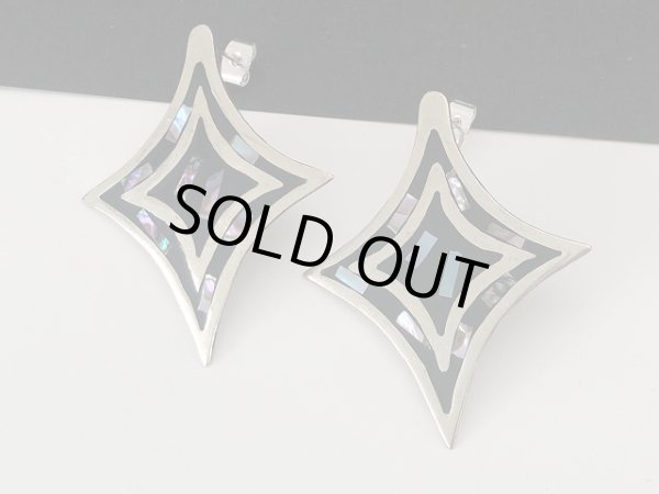 画像3: エナメル ひし形フォルム 大ぶりピアス USA (3)