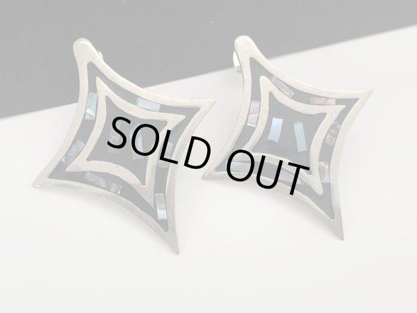 画像2: エナメル ひし形フォルム 大ぶりピアス USA (2)