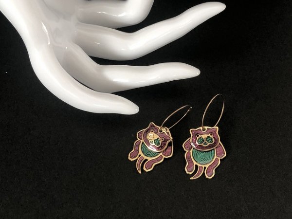 画像7: Edgar berebi エナメルメタル 揺れる ピアス USA (7)