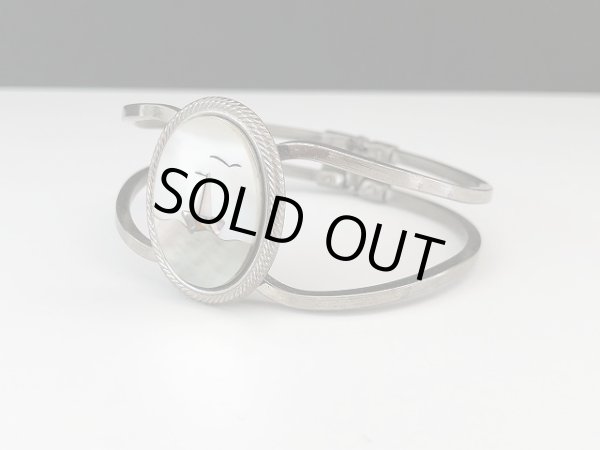 画像4: シェル ヨットデザイン シルバートーン バングル ブレスレット USA オールド ヴィンテージ (4)