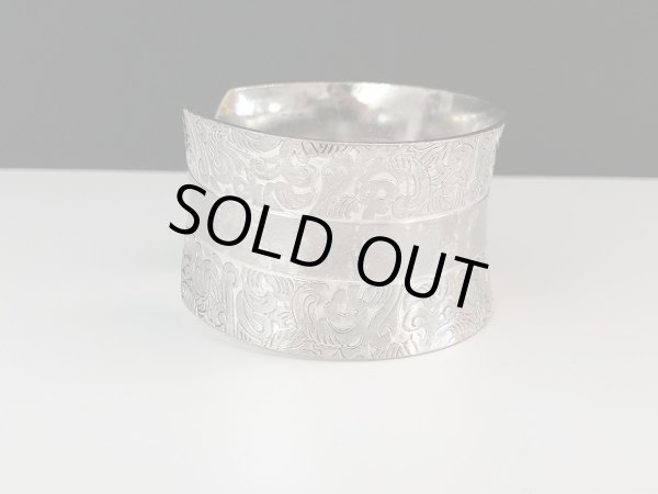 画像4: シルバートーン バングル ブレスレット カフブレスレット USA オールド ヴィンテージ (4)