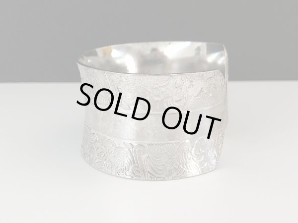 画像2: シルバートーン バングル ブレスレット カフブレスレット USA オールド ヴィンテージ (2)