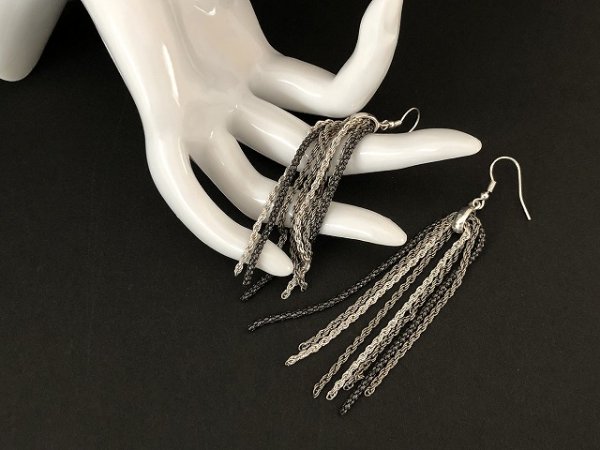 画像3: シルバートーン チェーン 揺れるロングピアス USA (3)