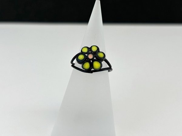 画像1: 指輪  リング ブラックトーン フラワー お花 デザインリング USA  (1)