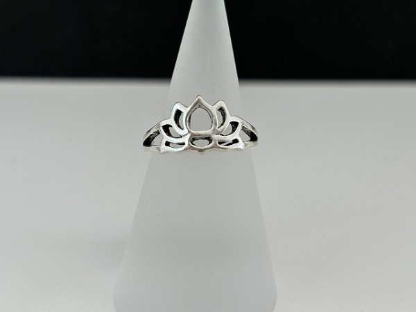 画像1: 指輪  リング シルバートーン フラワー お花 デザインリング USA  (1)