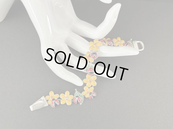 画像4: エナメルメタル フラワー＆てんとう虫 ブレスレット USA ヴィンテージ (4)