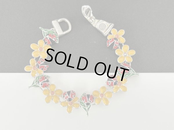 画像3: エナメルメタル フラワー＆てんとう虫 ブレスレット USA ヴィンテージ (3)