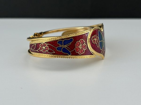 画像3: エナメルメタル ハート フラワー バタフライ 蝶々 お花 バングル ブレスレット USA ヴィンテージ コスチュームジュエリー (3)