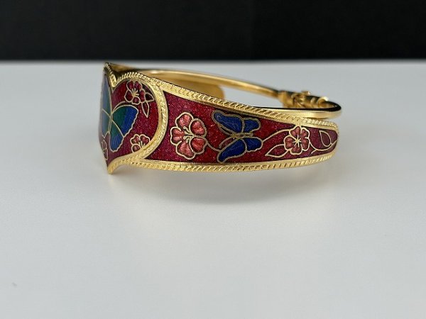 画像2: エナメルメタル ハート フラワー バタフライ 蝶々 お花 バングル ブレスレット USA ヴィンテージ コスチュームジュエリー (2)