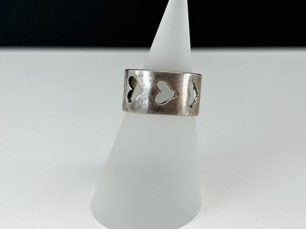 画像2: 指輪  ハート シルバートーン デザインリング USA  (2)