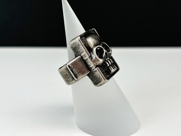 画像5: 指輪  ドクロ シルバートーン デザインリング USA  (5)